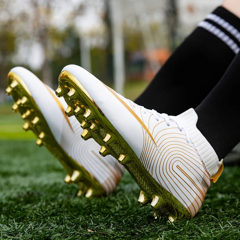 Professional Unisex Soccer Shoes Long Spikes TF Ankle Football Boots