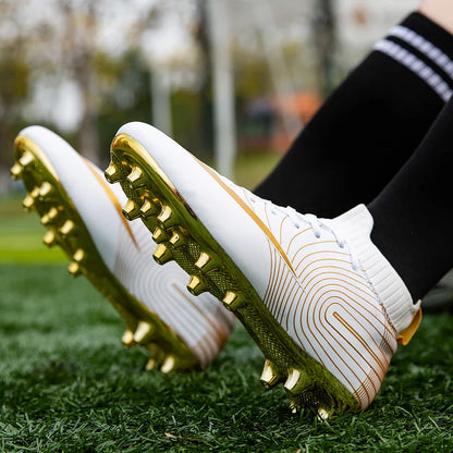 Professional Unisex Soccer Shoes Long Spikes TF Ankle Football Boots