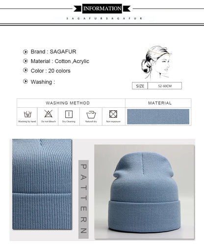 Unisex Beanie Autumn Winter Wool Blends Soft Warm Knitted Cap Men Women