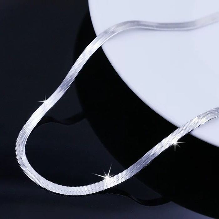 925 Sterling silver 18K Gold 4MM Flat chain Necklace for Women Luxury Fine Jewelry
