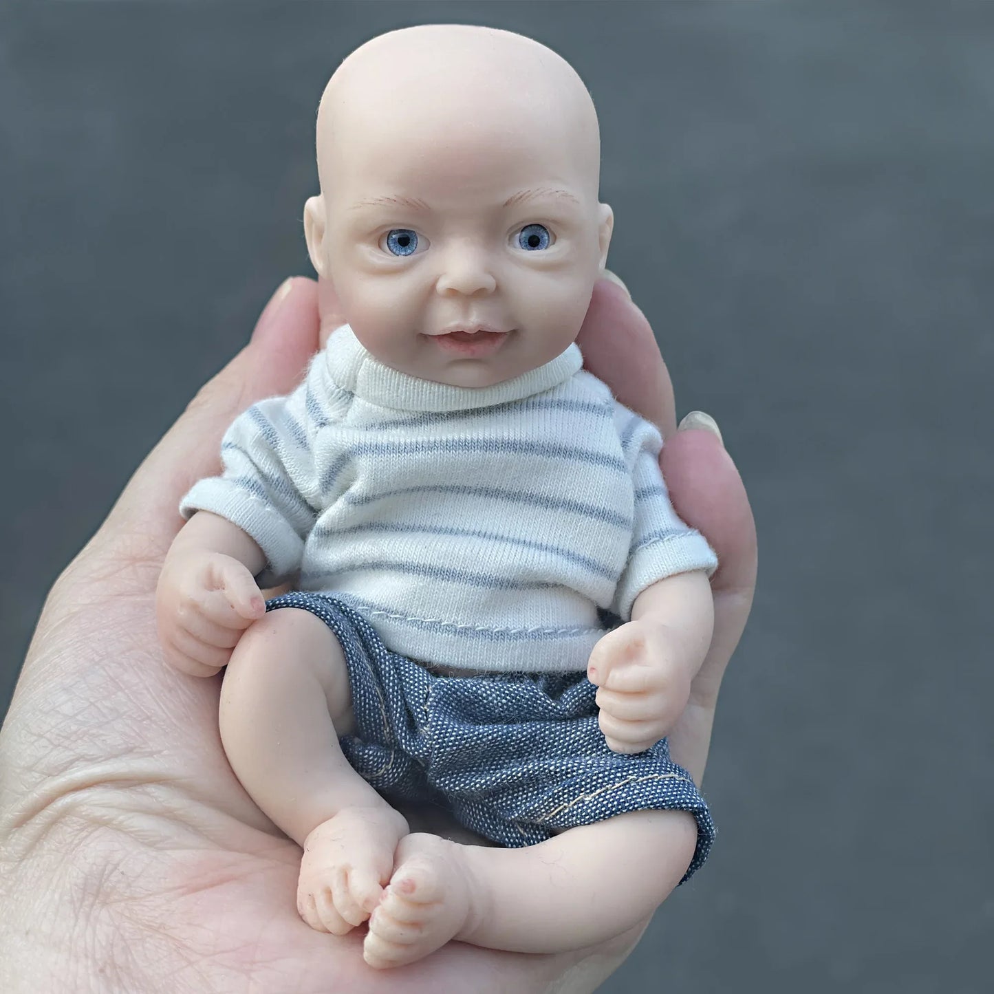AnjoDoll Lovely 6 Inch Palm Newborn Babies Full Body Silicone Boys Reborn Dolls Bebe Reborn Corpo De Silicone Inteiro