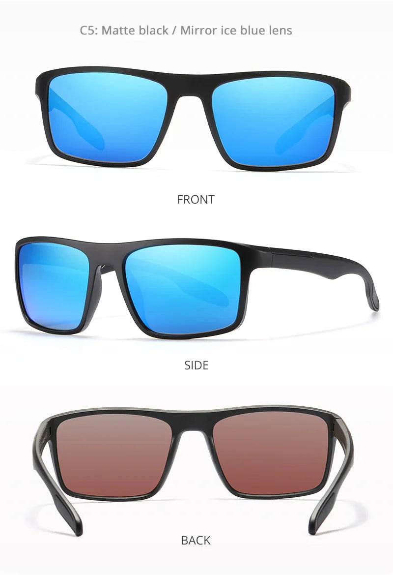 KDEAM Rectangular Ultra Light Sports Sunglasses Men Polarized TAC 1.1mm Thickness Lens Driving Sun Glasses Women Cat.3