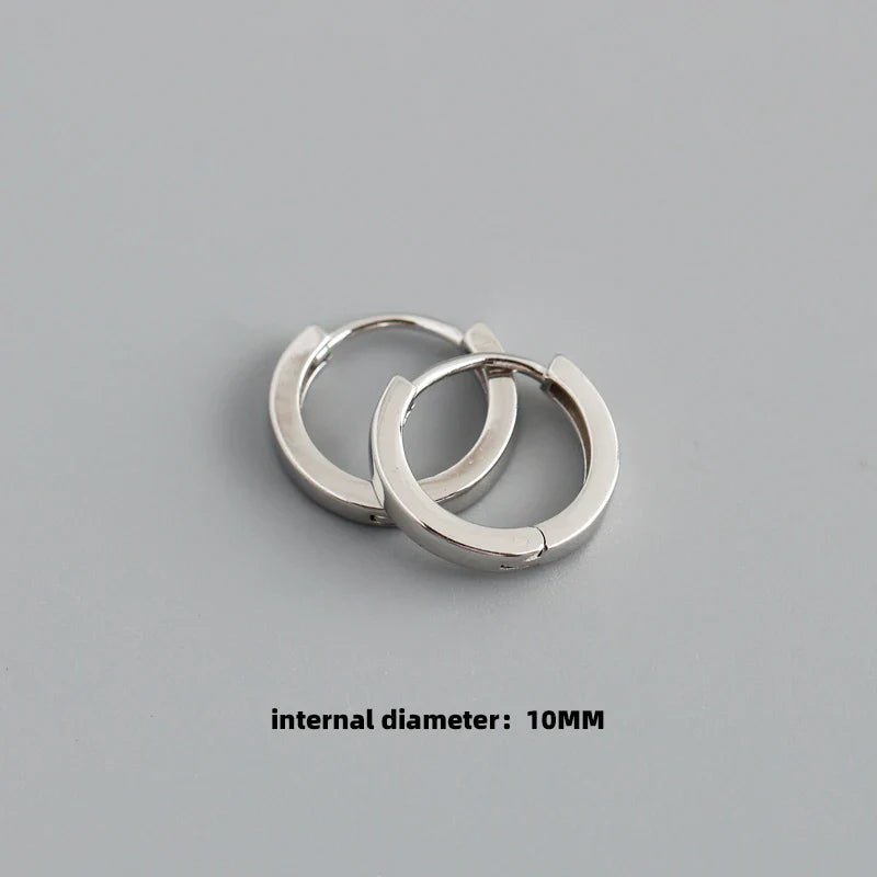WANTME 925 Sterling Silver Minimalist Punk Rock Circle Hoop Earrings for Women Men Goth Piercing Ear Buckle Charm Fine Jewelry
