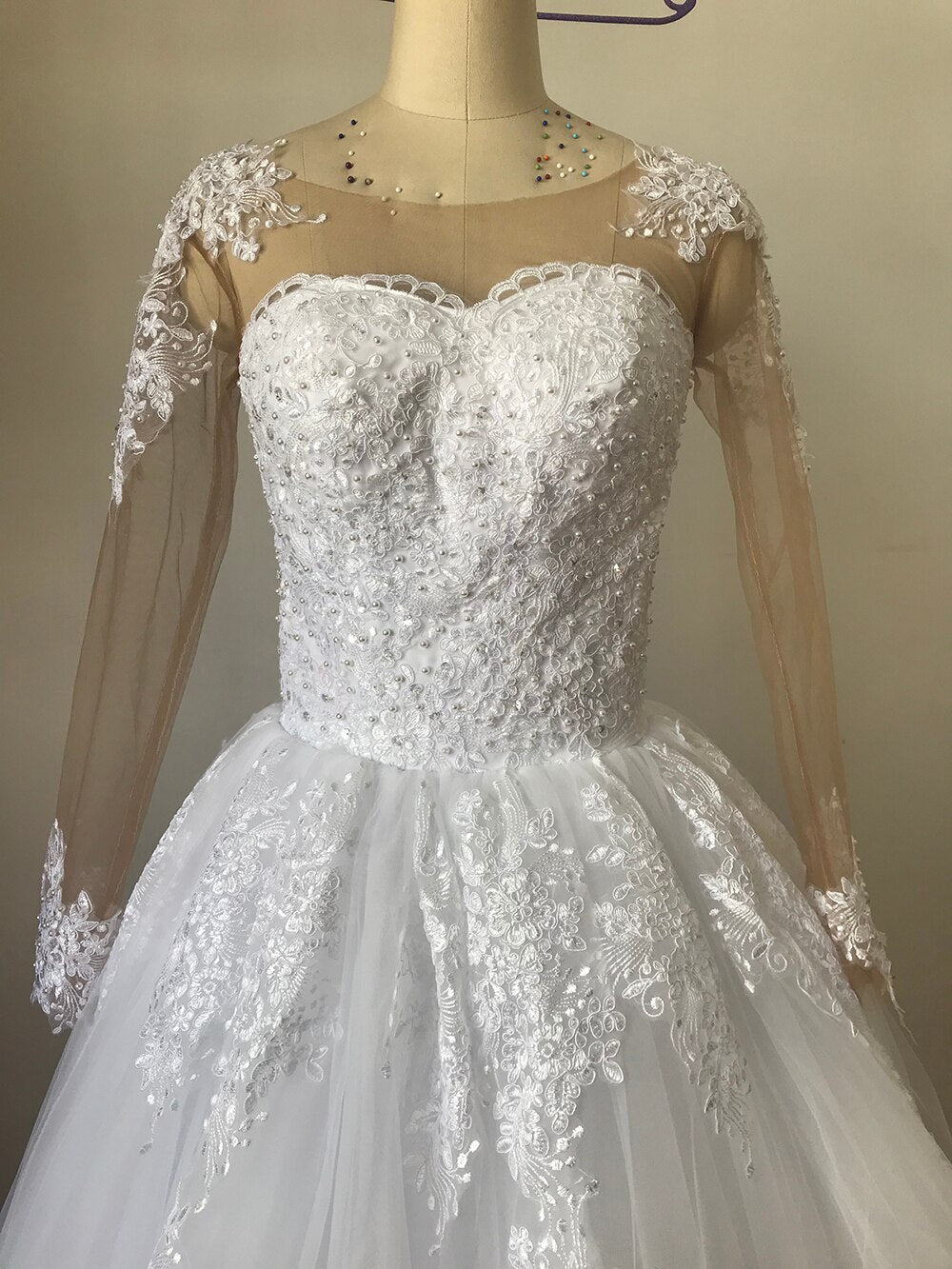 White Bridesmaid Dresses: Long Sleeve Vestido De Noiva Lace Gowns Wedding Dresses