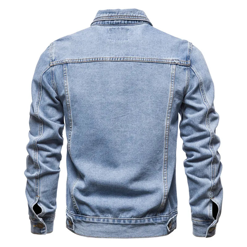 Denim Jacket Men Fashion Motorcycle Jeans Jackets Mens Causal Oversized  Coat