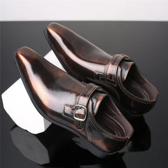 Men's Buckle winklepicker Shoes Point toe Business Dress patent Leather Shoes