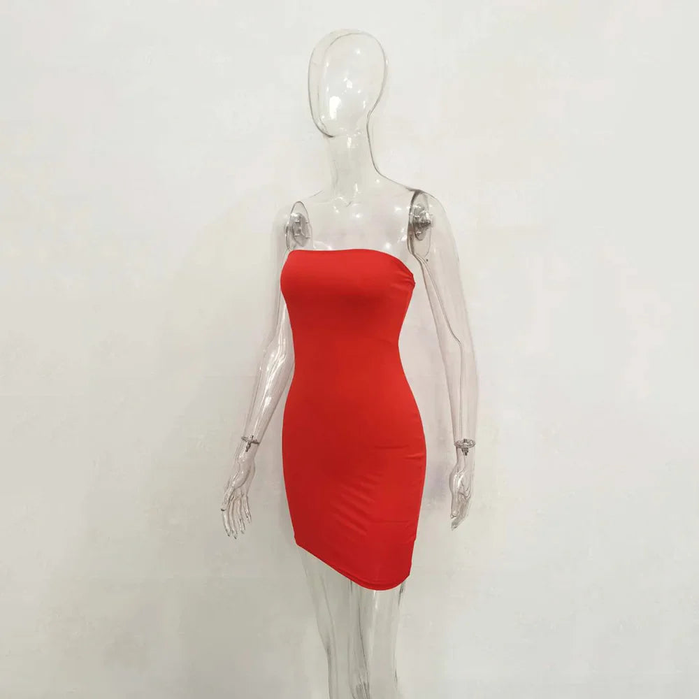 BKLD Sexy Off Shoulder Tube Dress Solid 2025 New Summer Women Bodycon Strapless Dress Black Mini Dress Women Slim Party Clubwear