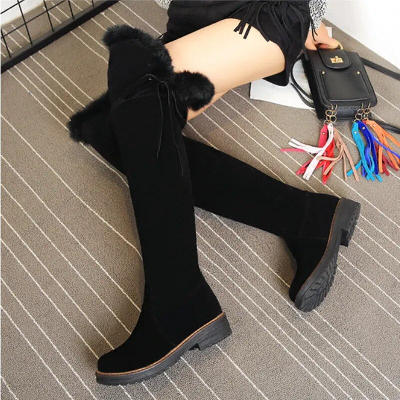 Snow Boots for Women: Fur Plush Over Knee High Boot Ladies