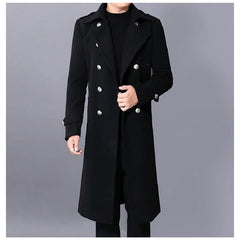 Men Winter Warm Trench Woolen Cloth Coat Mens Double Breasted Slim Casual Jackets