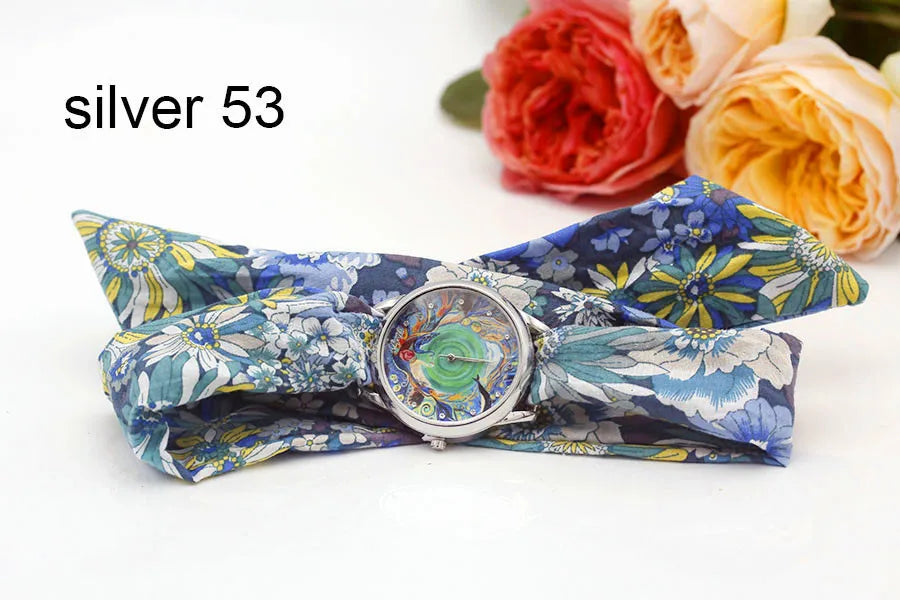 Shsby New Ladies Cloth Wristwatch Fashion Women Dress Watch High Quality Silver  Quartz Watch Sweet Girls Watch Fabric Clock