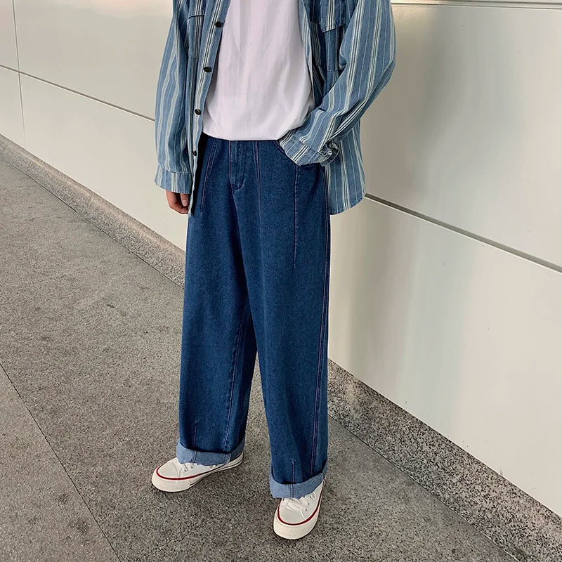 Men Wide Leg Jeans Loose Straight Baggy Denim Pant Men's Women's Streetwear