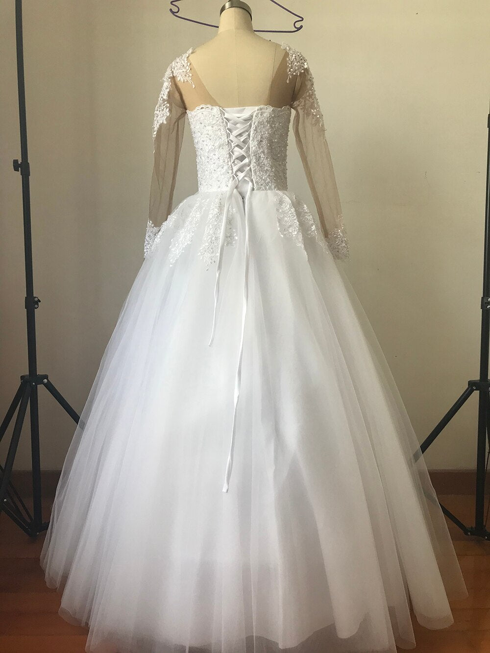White Bridesmaid Dresses: Long Sleeve Vestido De Noiva Lace Gowns Wedding Dresses