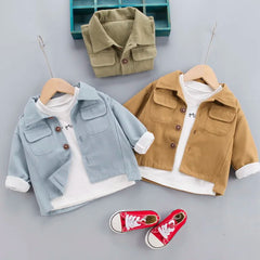 Children Spring Autumn Fashion Baby Clothes Boys Girls Cotton Solid Coat Causal Outdoor Jacket Infant Kids Top Outwear