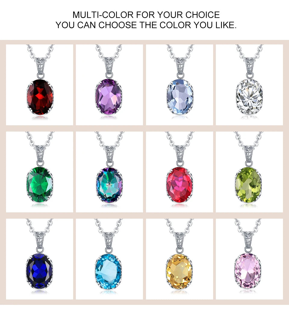 Unique 925 Sterling Silver Necklace Aquamarine Gemstone Pendant Necklaces with Chain