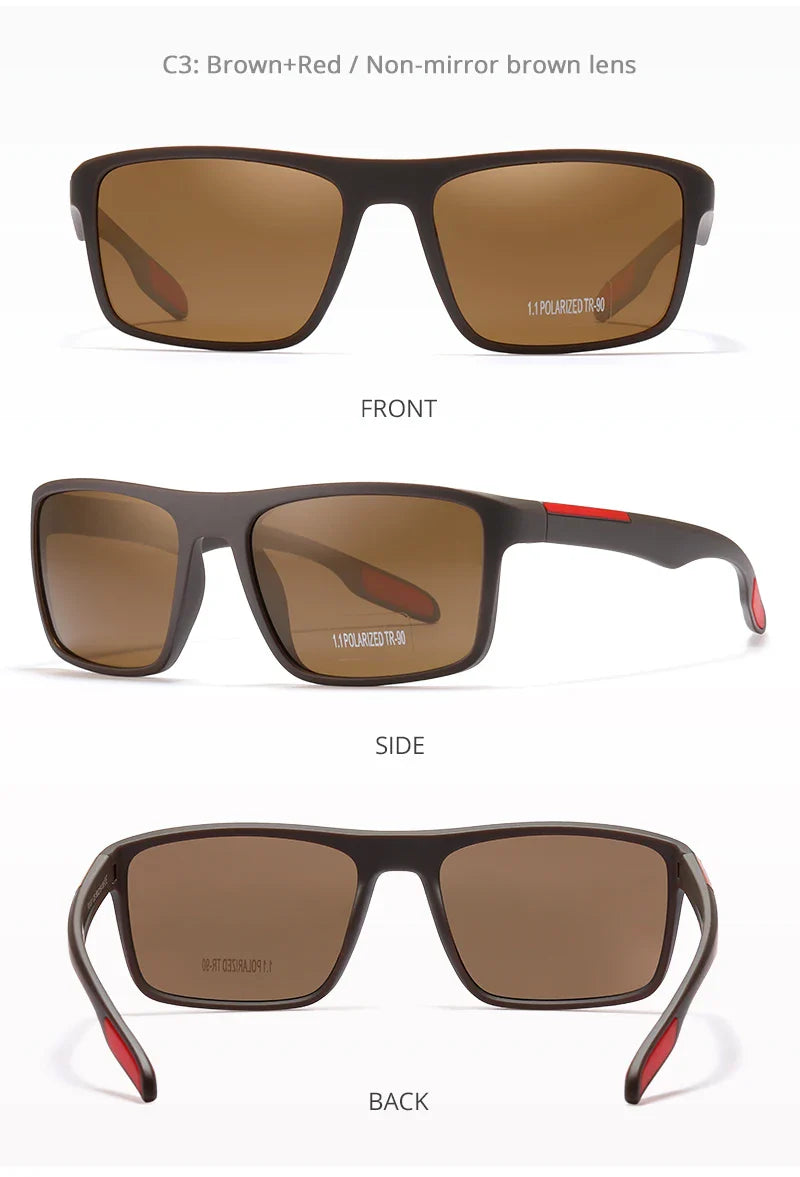 KDEAM Rectangular Ultra Light Sports Sunglasses Men Polarized TAC 1.1mm Thickness Lens Driving Sun Glasses Women Cat.3