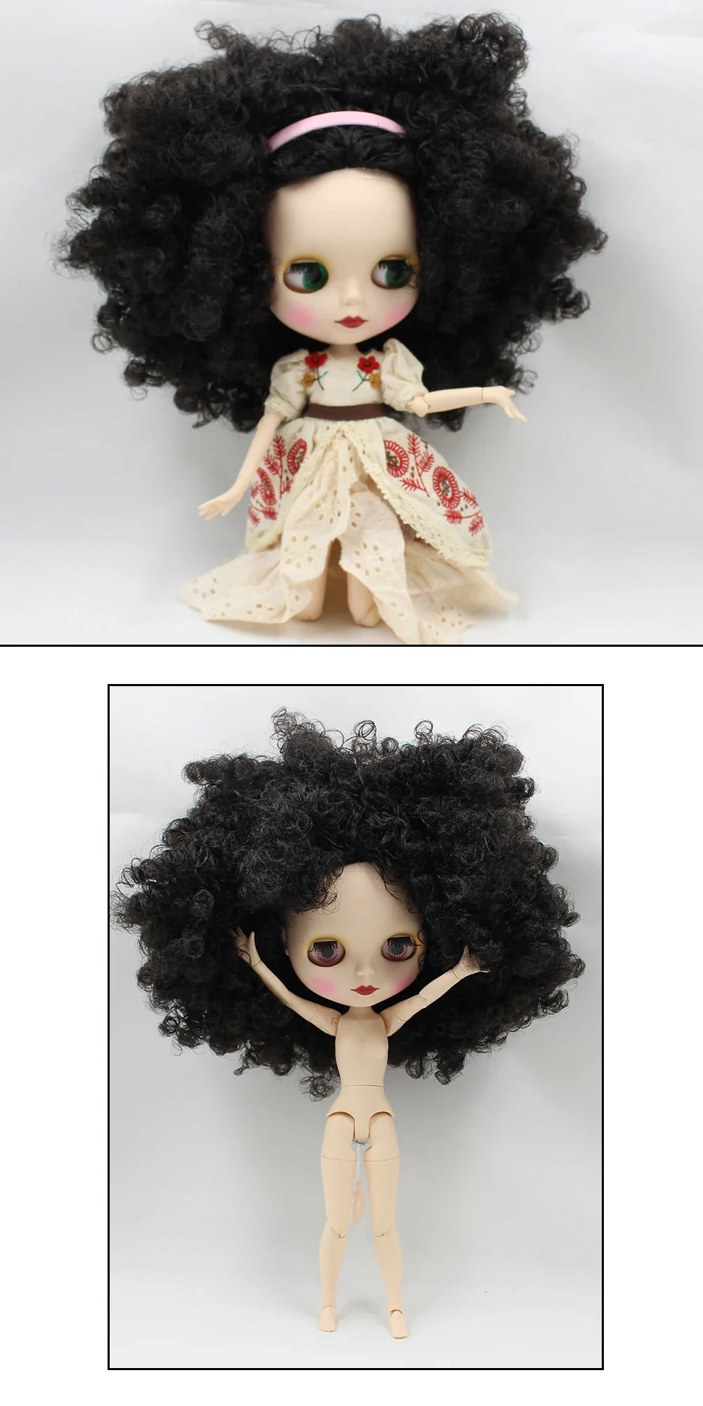 ICY DBS Blyth doll 1/6 bjd joint body white skin matte face dark skin shiny face curly hair afro hair toy 30cm