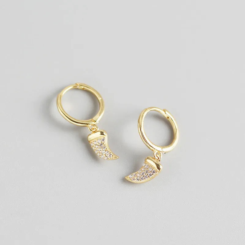 WANTME Real 100% 925 Sterling Silver Punk Hip-Hop Link Chain Gothic Studs Earrings for Fashion Women Jewelry Accessories 2022