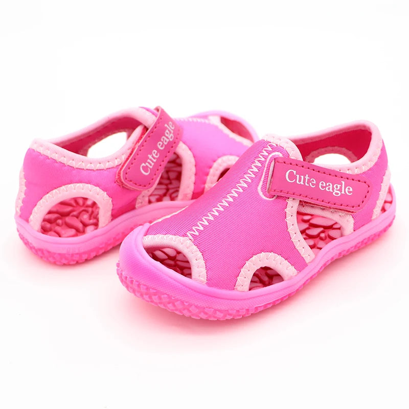 Children's sandals boys beach shoes solid bottom soft wear non-slip girls baby