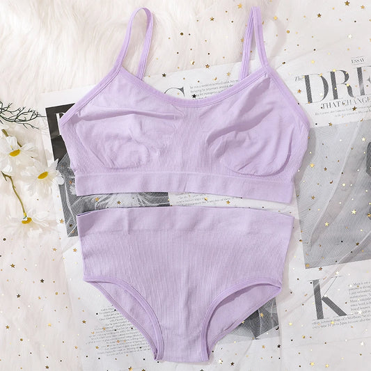 Women Bra Briefs Set Seamless Bra And High Waist Panties Set Underwear Female
