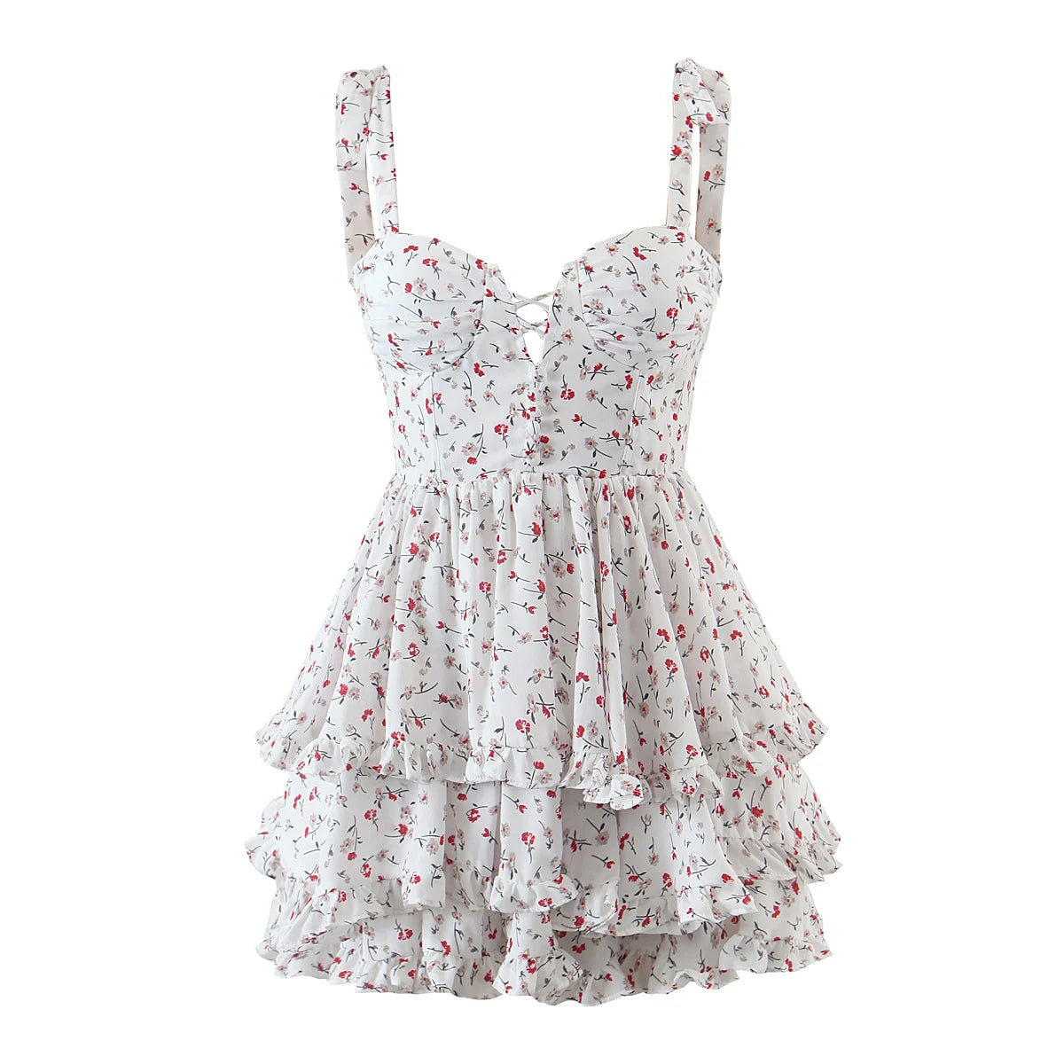 Retro Summer  Bandage Tie Bow Spaghetti Strap Mini Dress