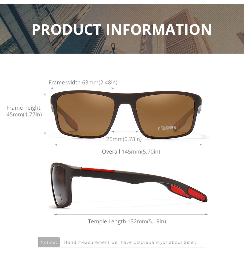 KDEAM Rectangular Ultra Light TR90 Sunglasses Men Polarized Wholesale