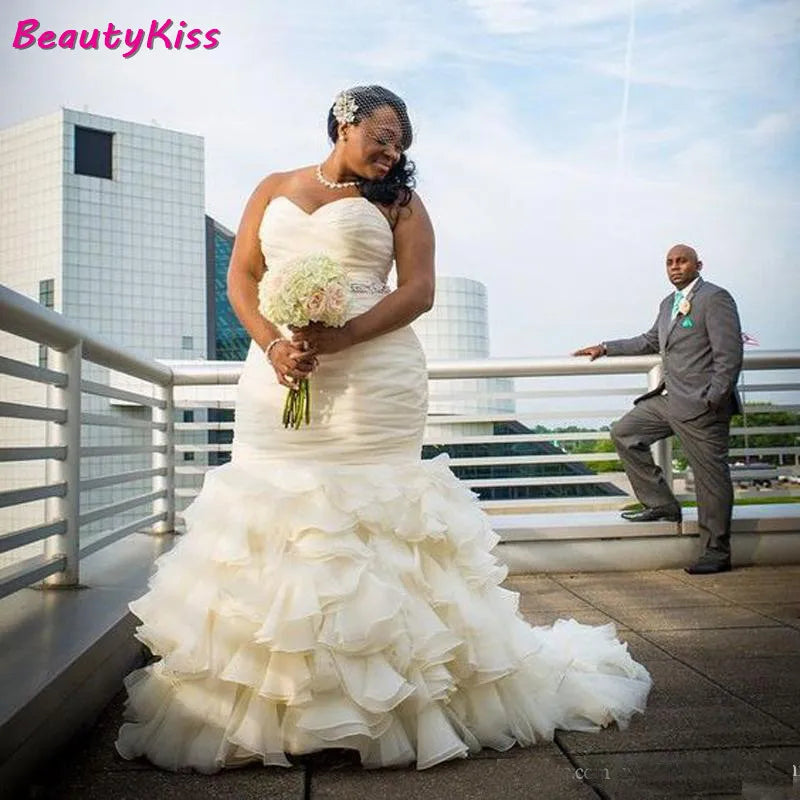 White Bridesmaid Dresses: Wedding Dress Ruffle Skirt Organza Bridal Gown For Black