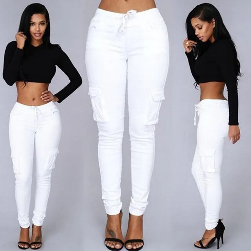 Skinny Pencil Jeans For Women Black High Waist Jeans Woman Y2K Streetwear