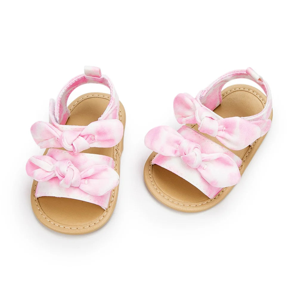 Female Baby Sandals Baby Flat Shoes PU Cloth Bottom Anti-slip Crib Newborn First Day