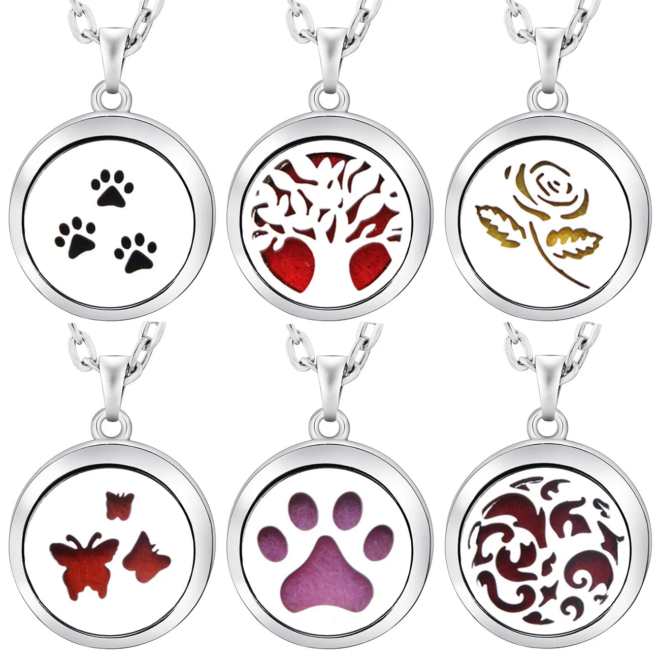 New Stainless Steel Fashion Tree Of Life  Aromatherapy Necklace Essential Oil Diffuser Perfume Locket Pendant Women Jewelry Gift