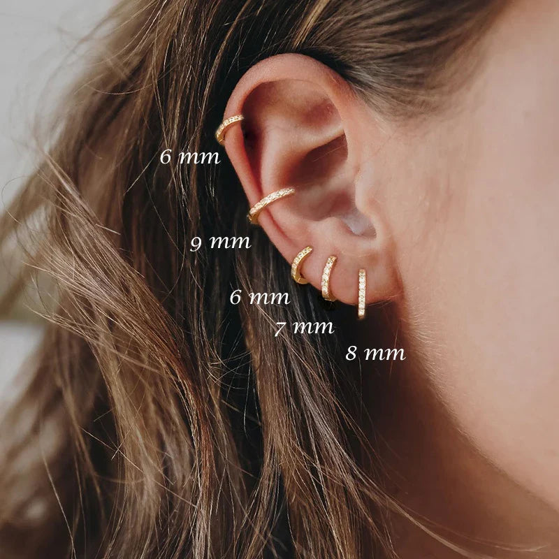 Silver 925 1 pair Women Small Hoops Earring Piercing Ear Cartilage Tragus Simple Thin Circle Anti-allergic Ear Buckle
