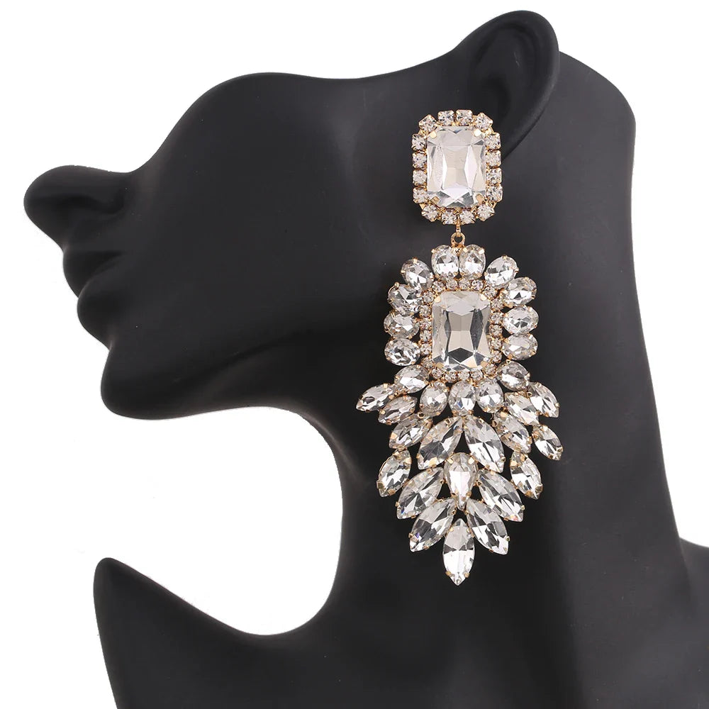 New Crystal Dangle Earrings For Women Rhinestone Earrings Weddings Ladies Party Fashion Jewelry Accessories Wholesale Gifts