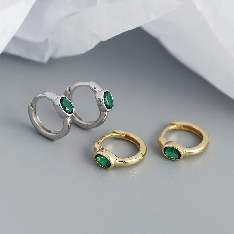 WANTME 925 Sterling Silver Simple Oval Cut Zircon Hoop Earrings for Women Geometric European Piercing Huggie Jewelry Female Gift