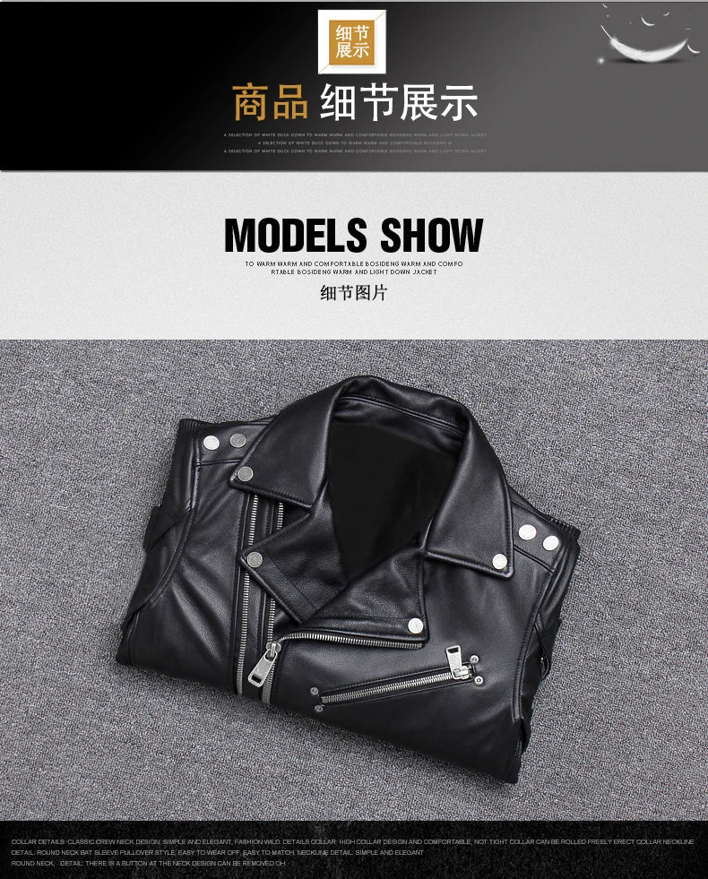 Spring Black Pu Leather Motorcycle Jacket for Men Style Long Sleeve