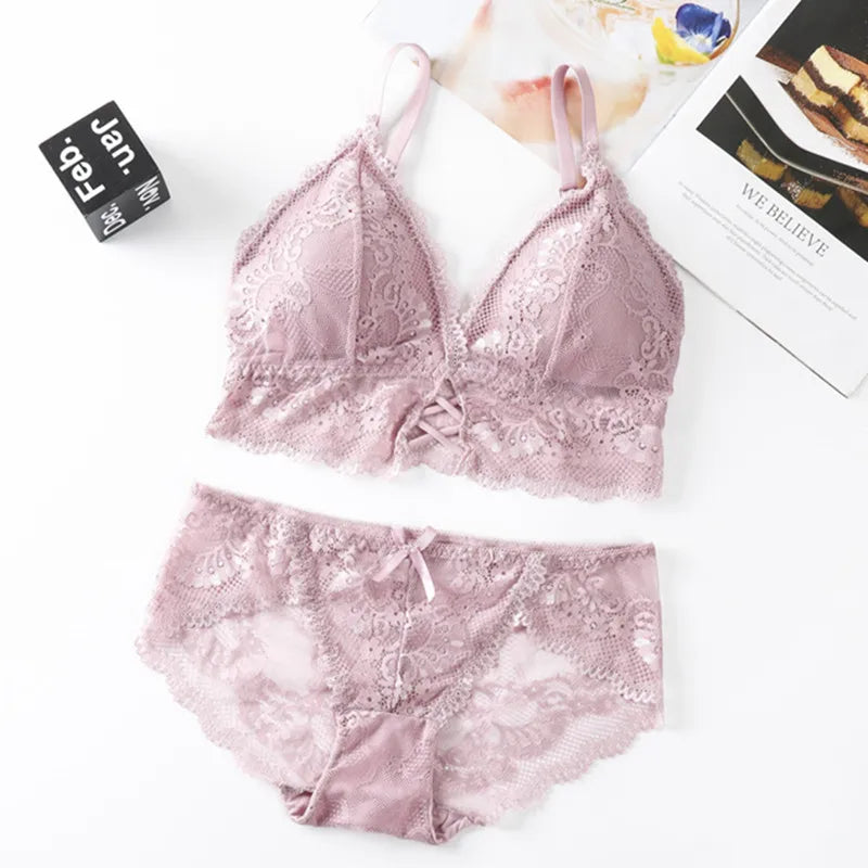 Women Lace Bras Set Backless Bralette Seamless Underwear Lace Top Lingerie