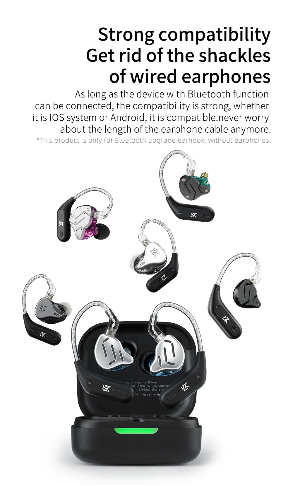 KZ AZ09 HD Bluetooth-Compatible Module 5.2 Headphones Wireless Upgrade Cable HIFI Wireless Ear Hook CPIn With Charging Bin
