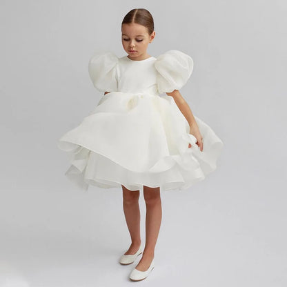 Baby Girl Flower Dress Kids Bridemaid Wedding Dresses For Children White Ball Gowns Girls Boutique Party Wear Elegant Frocks