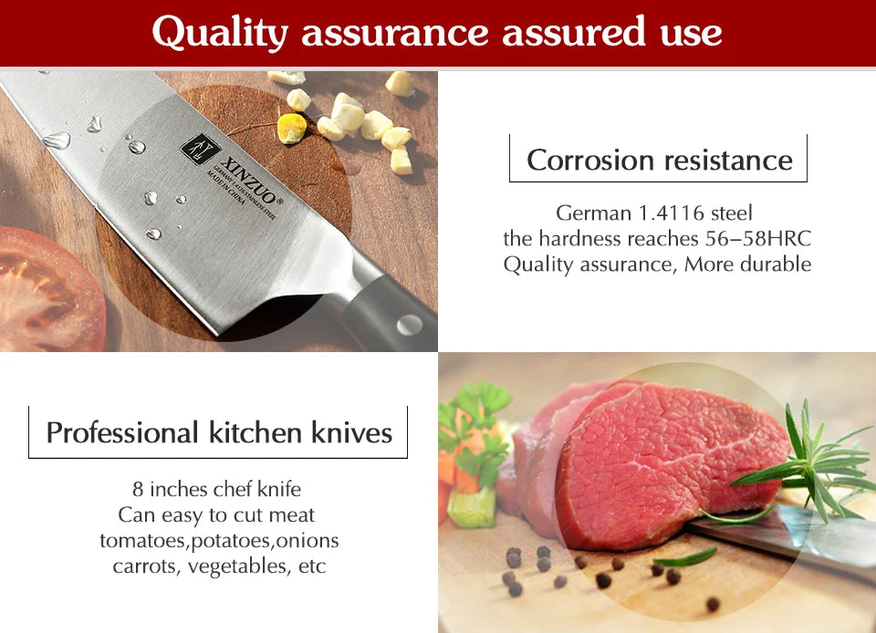 8.5'' Inch Chef Knife High Carbon Din 1.4116 Slicing Stainless Steel German