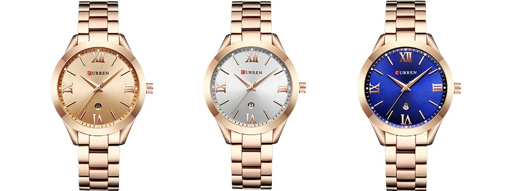 CURREN Ladies Watch For Women Fashion Retro Female Waterproof Watch Steel Quartz Watch For Women Christmas Relógio Feminino 9007