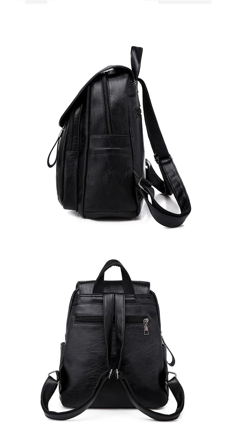Yogodlns Luxury Backpack For Women Soft PU Leather Backpack Travel Large Capacity School Bag Double Zipper Business Knapsack