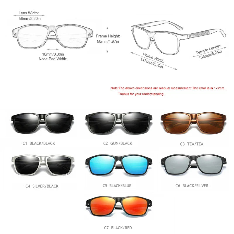 Luxury Aluminum Magnesium Men Polarized Sunglasses High Quality Square Men's Sun Glasses Cool Mirror Blue Driving Glasses