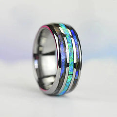 Fashion 8mm Rose Gold Color Tungsten Wedding Men Stainless Steel Rings Inlay