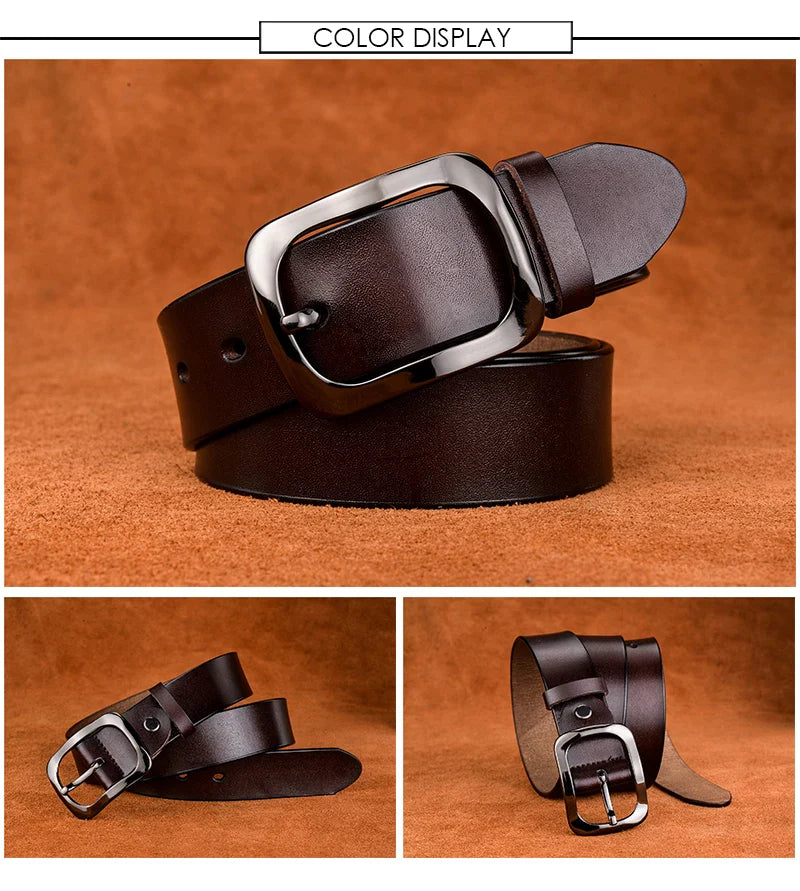 VATLTY 3.2cm Genuine Leather Belt for Women Natural Cowhide Metal Buckle Casual Jeans Trousers Belt Female Waistband Gifts