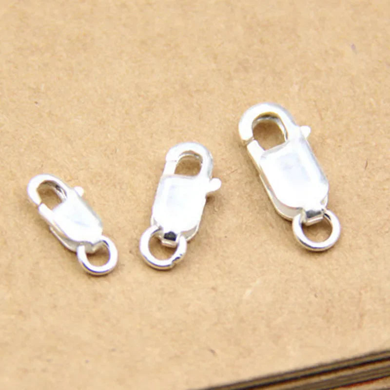 2pcs Genuine Real Solid 925 Sterling Silver Spring Lobster Clasps Hooks Claw Jewelry Making Findings Close Sealed Ring Buckle