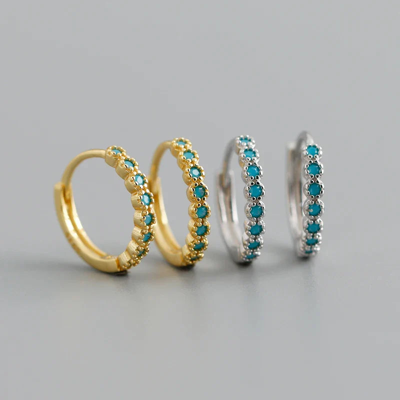 WANTME New Arrival Fashion Korean Blue Zircon Spike Geometric Stud Earrings for Women Real 925 Sterling Silver Gothic Jewelry