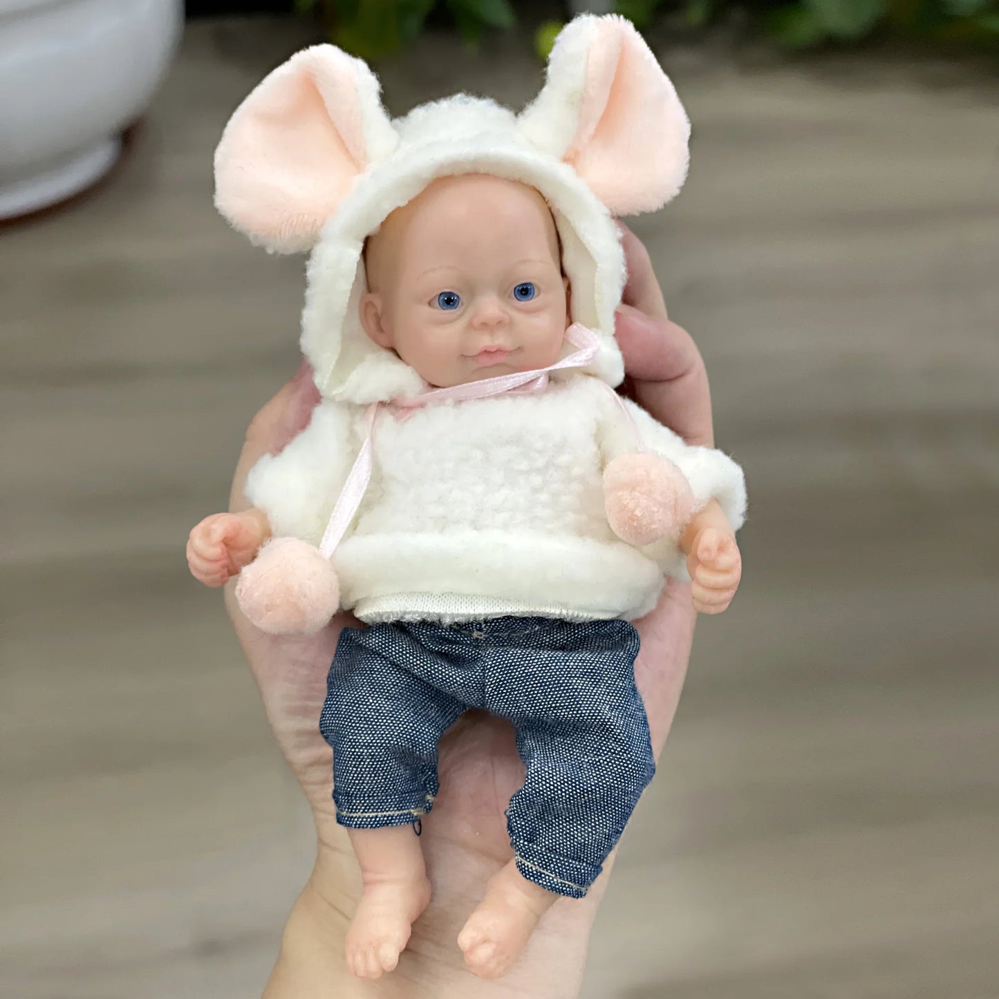 AnjoDoll Lovely 6 Inch Palm Newborn Babies Full Body Silicone Boys Reborn Dolls Bebe Reborn Corpo De Silicone Inteiro