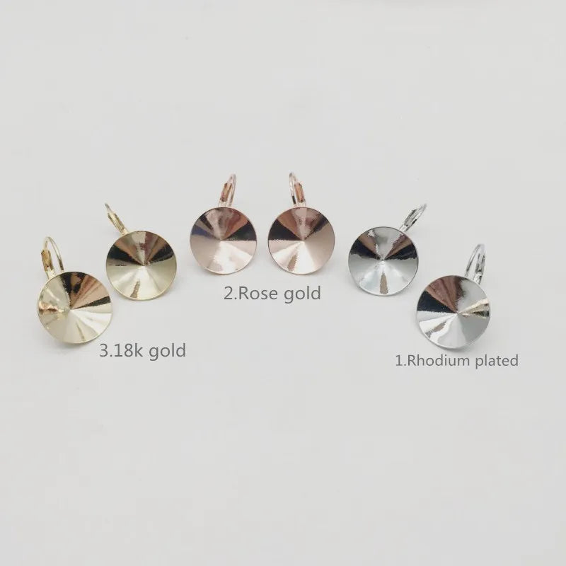 Ms.Betti 14mm Rivoli Earrings Findings 1122 Austrian Crystal Copper Settings With French Lever Back For Jewelry DIY Making