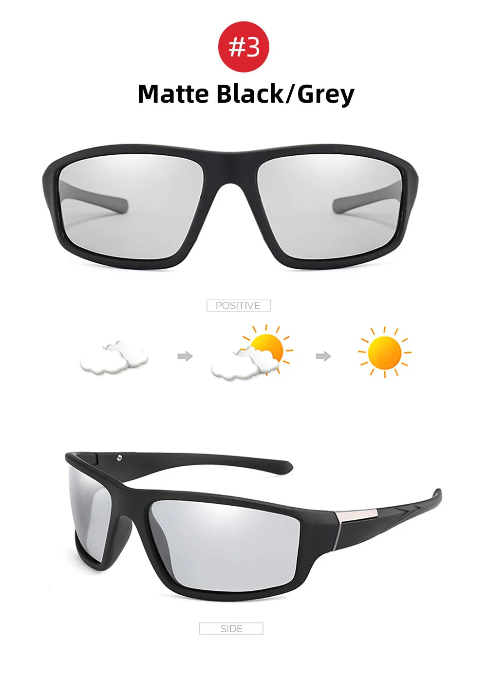 VIVIBEE Men Photochromic Sunglasses Black Sports Goggles Women Color Changing Polarized Driving 2026 Discoloration Sun Glasses