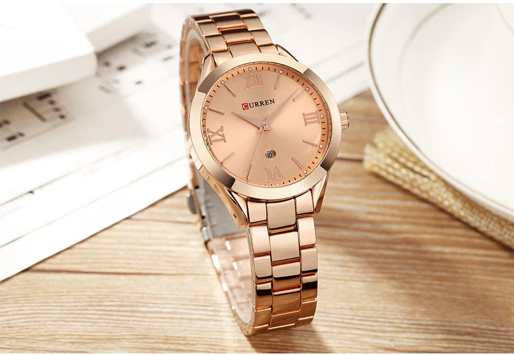 CURREN Ladies Watch For Women Fashion Retro Female Waterproof Watch Steel Quartz Watch For Women Christmas Relógio Feminino 9007