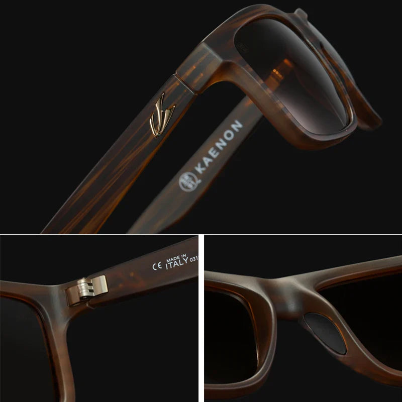 KAENON Square Polarized Sunglasses Men TR90 Flexible Sports Sun Glasses For Women Real Coating Lens With Original Box
