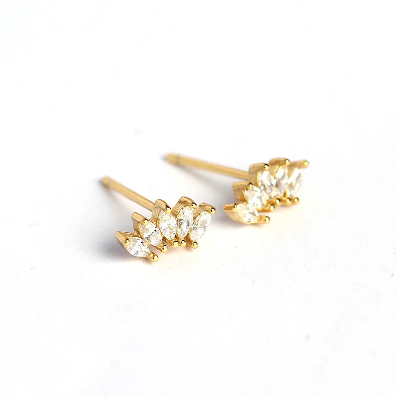 WANTME Luxury Genuine 925 Sterling Silver White Zircon Horse Eye Stud Earrings for Women Chic Office Youth Jewelry Accessories